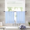 thumbnail image 3 of Blue White Stripe Semi Sheer Curtains 45 Inch Length 2 Panels Set, Modern Minimalist Geometric Striped Sheer Kitchen Curtain Privacy Voile Window Curtain for Living Room Bedroom Rod Pocket Drapes, 3 of 7