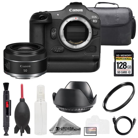 Canon EOS R3 Camera + RF 50mm f/1.8 STM Lens +128GB+ Bag+ UV Filter- Basic Kit (International Version)