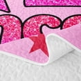thumbnail image 5 of spefrowx Pink Glitter Letter K Print Quilt King for Girls, Princess Bow Crown King Coverlet Set, 3 Pieces, 5 of 7