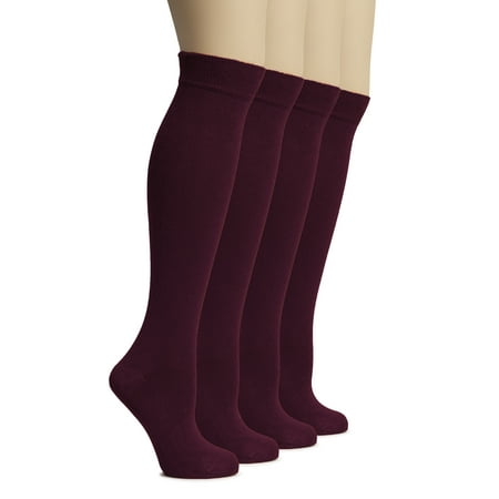 

HUGH UGOLI Women s Bamboo Knee High Socks Dress Socks 4 Pairs Burgundy Shoe Size: 5-8
