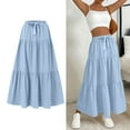 thumbnail image 2 of Lightweight Pleated Maxi Skirt with High Waist and Elegant Bows Design Comfortable Waistband Skirt for Women and Girls, 2 of 8