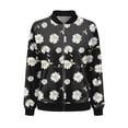 thumbnail image 4 of TTUHYWXI Bomber Jacket Women 2025 Floral Zip Up Zipper Sports Jackets Coats Stand Collar Causal Long Sleeve Lightweight Outerwear Tops (Black, M), 4 of 4