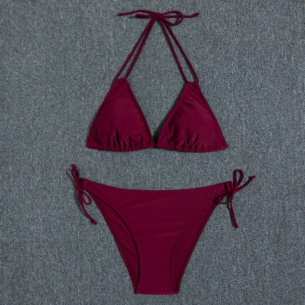 Augper Women's Sexy Tie- Lace Up High Cut Leg Print Bikini Set Two Piece Swimsuit