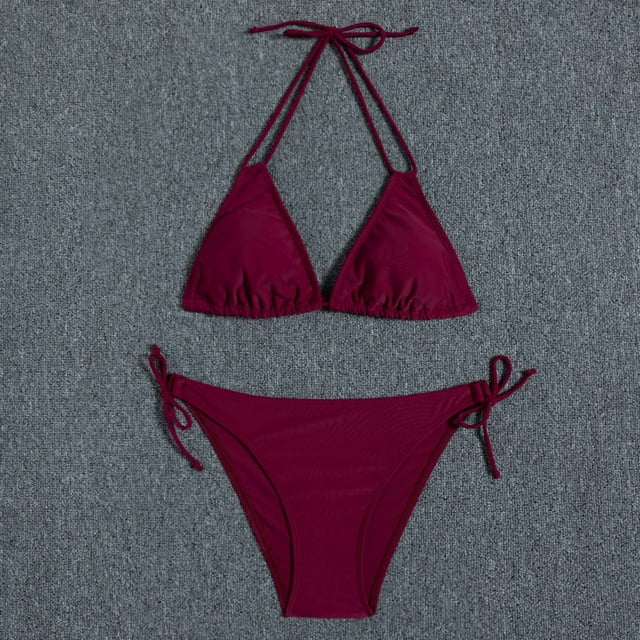 Traje de baño de 2 piezas para mujer, trajes de baño para mujer, conjunto de dos piezas con estampado y corte alto en las piernas con cordones para mujer