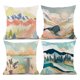 thumbnail image 1 of Paquete de 4 fundas de cojín, pintura de acuarela de paisaje natural, decoración de funda de cojín, 1 of 5