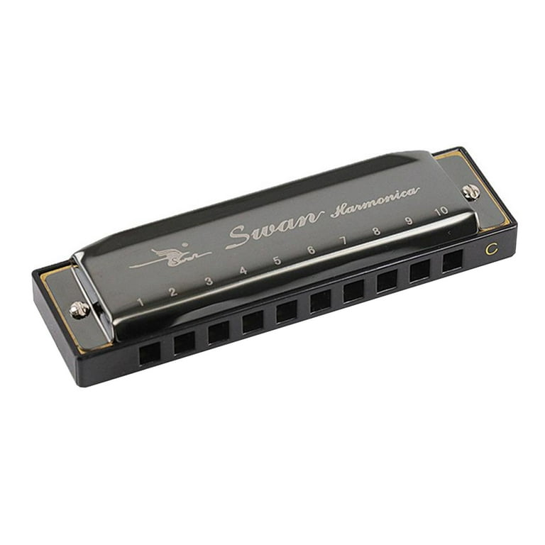 Swan SW1020 7 10 Holes 20 Tones Blues Diatonic Harmonica of C Mouth Organ with ABS Case Standard Performance Harmonica for Beginners Students Adults