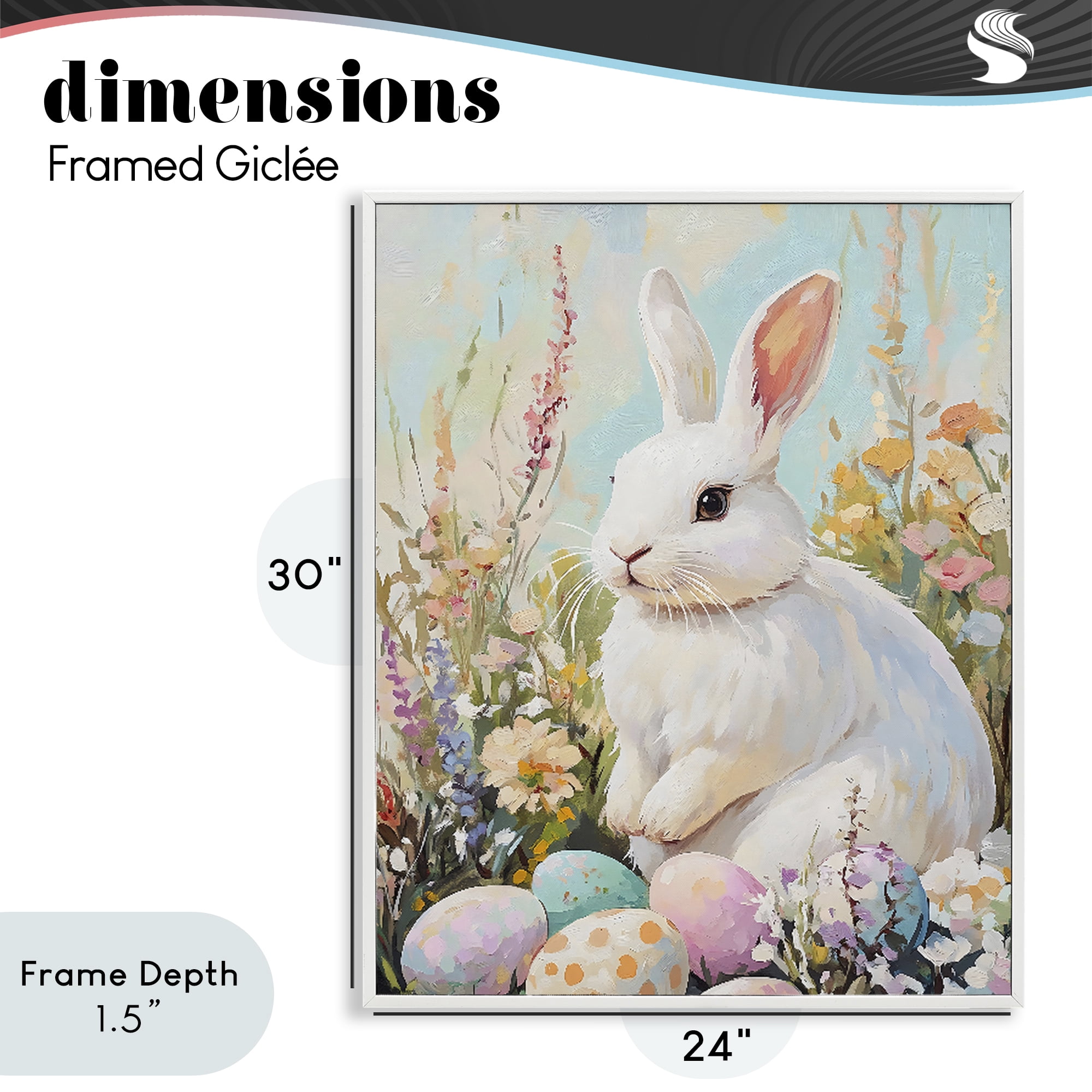 Stupell Industries White Easter Bunny in Wildflowers White Framed Giclee Art, design by The Prints Vibe