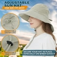 thumbnail image 5 of Women's Cotton Sun Hat with Neck Flap Cover, Packable Wide Brim UV Protection Hat for Fishing Hiking Garden Beach Golf Safari, 5 of 7