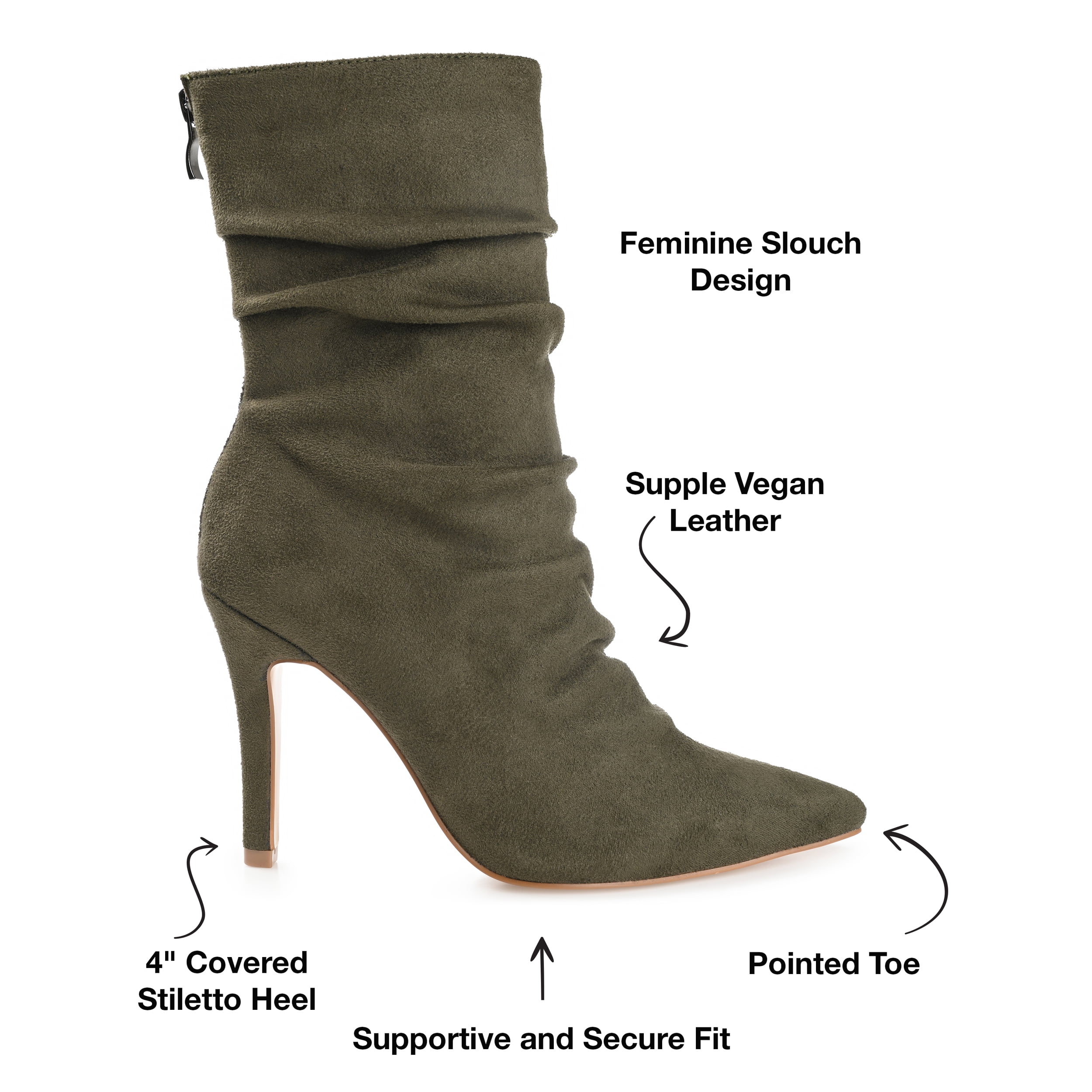 Journee Womens Markie Back Heel Zip Stiletto Booties, Widths Available