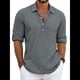 thumbnail image 1 of Camisas Clásicas de para Hombre, de Larga, con Solapa y Botones, Informales, para Playa y Verano. Gris L, 1 of 4