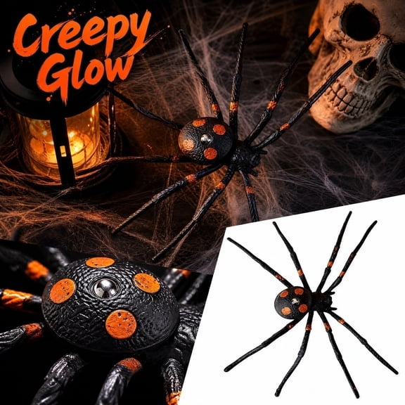 Glow in The Dark Halloween Decorations with Orange Accents, Creepy Halloween Decor for Indoor Haunted House Party Supplies, Halloween Light for Shelf Mantel Decor, 1-Pack