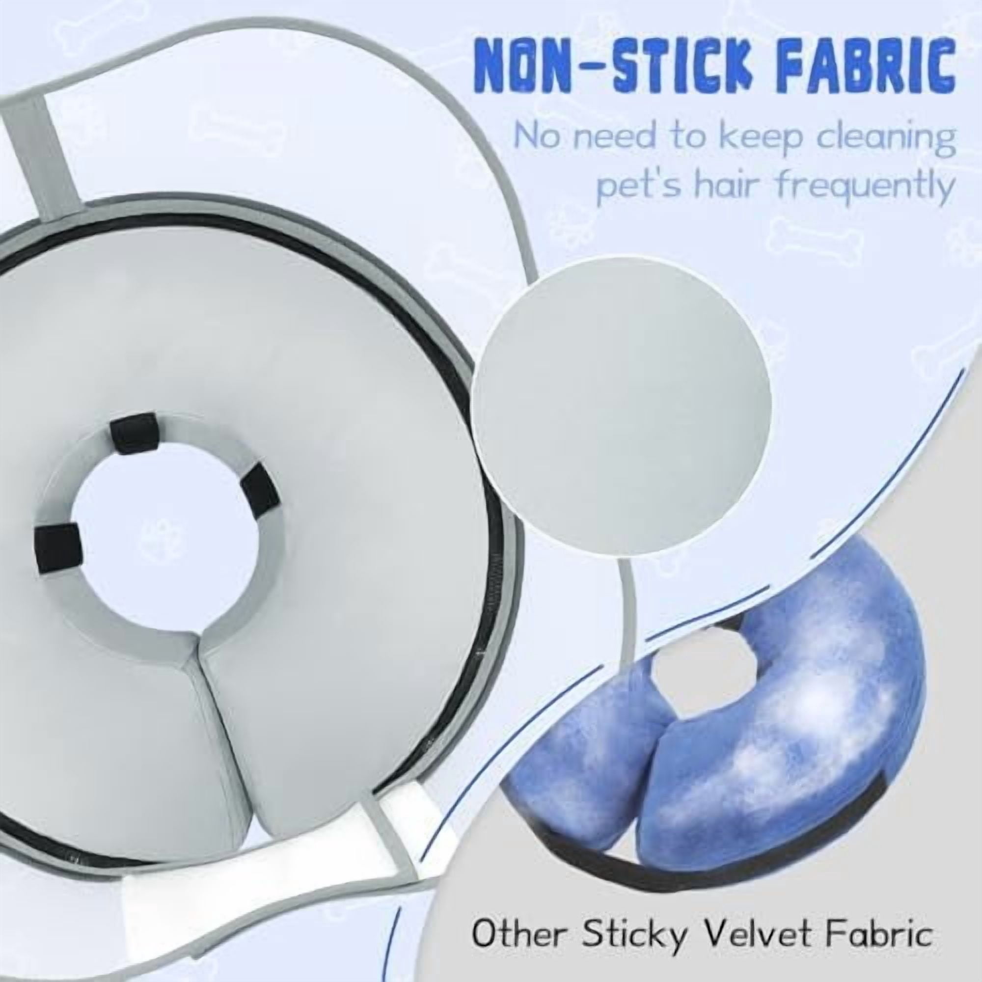 Elevated Inflatable Dog Cone Collar Alternative After Surgery, Dog Donut Collar, Soft Pet Cone to Stop Licking for Small Medium Large Dogs Solid Grey,S(Neck 7"-9.5")