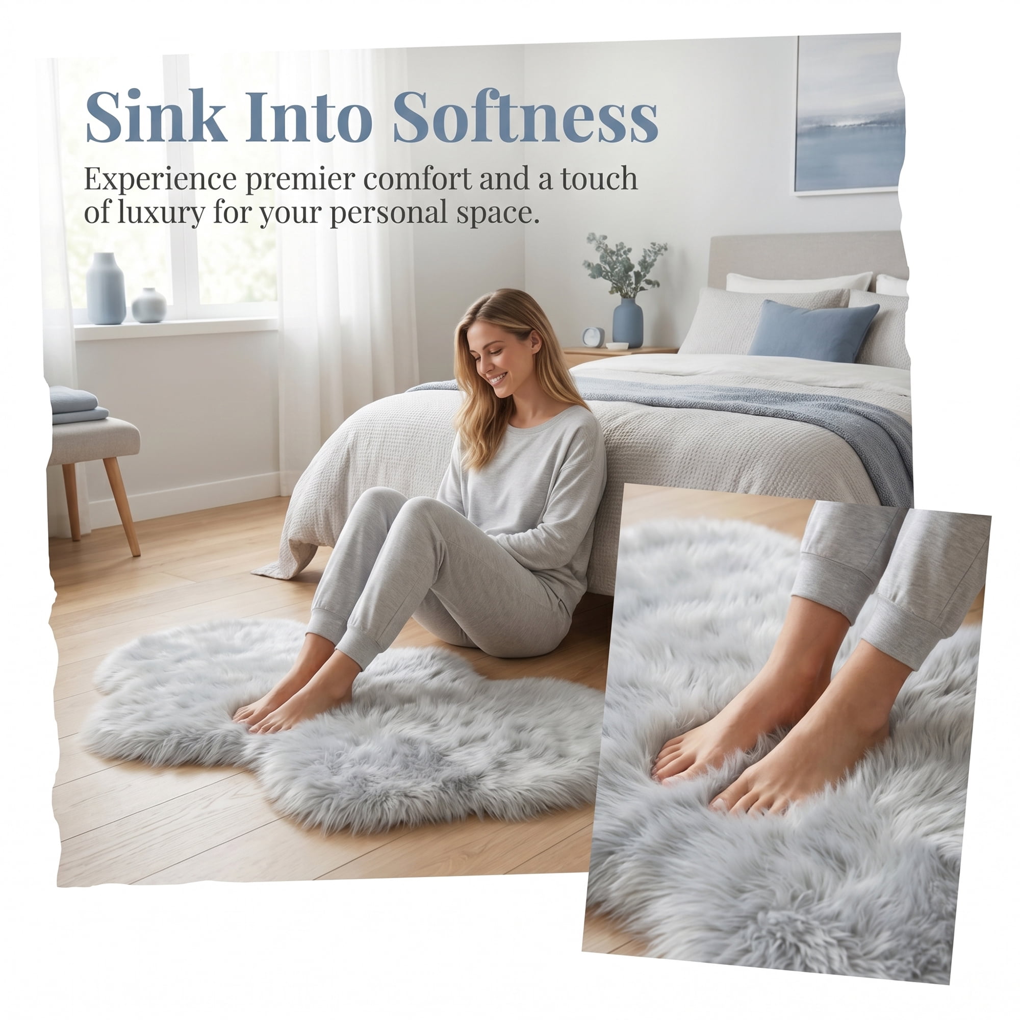 Unique Bargains Soft Fluffy Non Slip Narrow Fuzzy Shaggy Area Rug 28" x 14" Light Gray