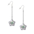 thumbnail image 2 of Delight Jewelry Silvertone Lime Green & Hot Blue Butterfly on Large Flower - Silver-tone Long Sparkle Dangle French Earrings, 2 of 4