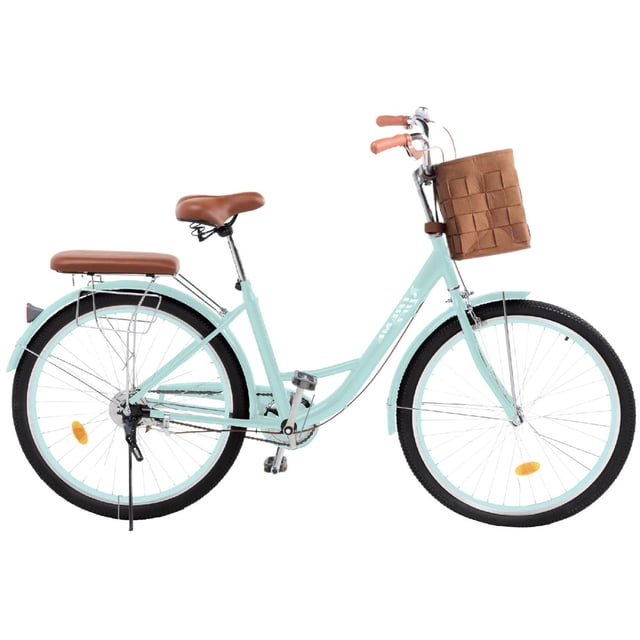 Bicicleta Urbana R26 Con Canasta Frenos De Pinza Marco De Acero Vintage Xtreme Life verde claro