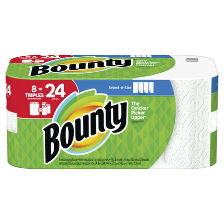 Bounty Select-A-Size Paper Towels, White, 8 Triple Rolls = 24 Regular Rolls