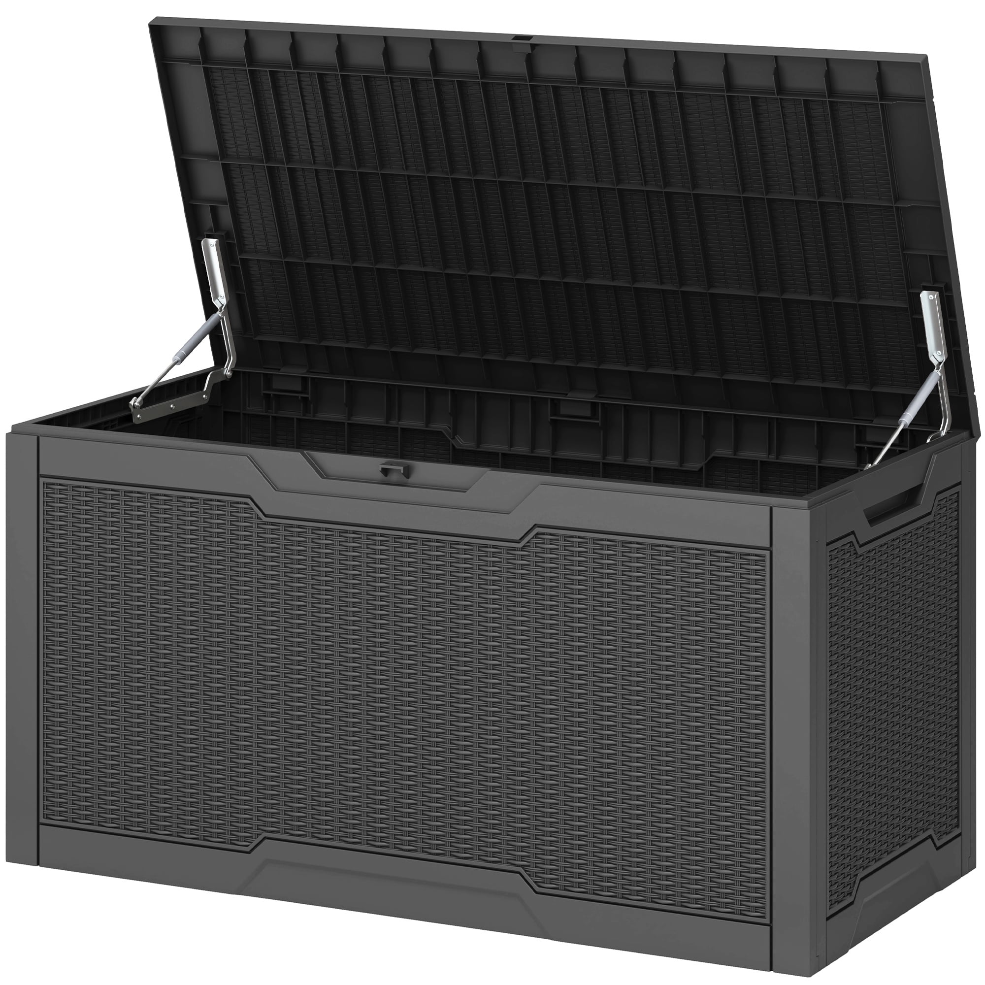 Uforic 100 Gallon Large Resin Deck Box, Waterproof Lockable Outdoor Storage Container for Patio Garden, Black