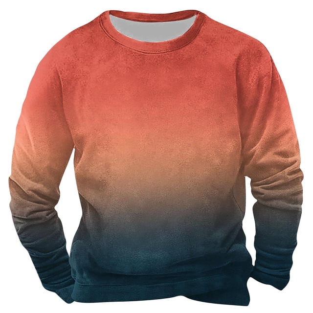 Qtocio Men's Sweaters Casual,Gradient Graphic Crew Neck Sweatshirt Long Sleeve Pullover Sweater for Men