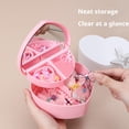 thumbnail image 4 of Love Heart Shaped Storage Box with Mirror, Multi-Grid Jewelry Organizer for Rings & Earrings, Compact Desktop Cosmetic Display Case, Pink White, 5.31 Inch, 4 of 8