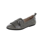 Fitflop Womens Allegro Fringe Snake Embossed Ballet Flats, Black, US 9