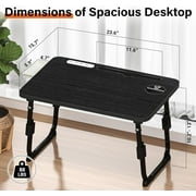 Laptop Desk for Bed Height Adjustable, Lap Bed Table with USB/Storage Drawer/Cup Holder/Tablet Stand/Book Shelf, Foldable Breakfast Tray Portable for Reading Writing, Bed, Sofa & Floor, Black