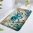 thumbnail image 2 of Green Octopus Bath Mats Kraken Tentacle Blue Marine Life Bathroom Rugs Vintage Nautical Map Starfish Coral Reef Beach Soft Absorbent Flannel Shower Floor Carpet Non-Slip Backing 17.8x29.5 in, 2 of 4