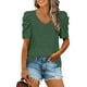 thumbnail image 2 of Top informal de manga corta y cuello en V para mujer - Blusa holgada, tejido de poliéster, transpirable, para primavera/verano, 2 of 2