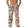 thumbnail image 3 of Fabrcox Flannel Pajama Pants Men Christmas Santa Claus Cute Print Flannel Sleep Lounge Pants Big and Tall Casual Winter Elastic Waist Pajama Bottoms with Pockets Pink XL, 3 of 4