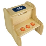 Angle View: Basketball Natural Wood Two Step Stool