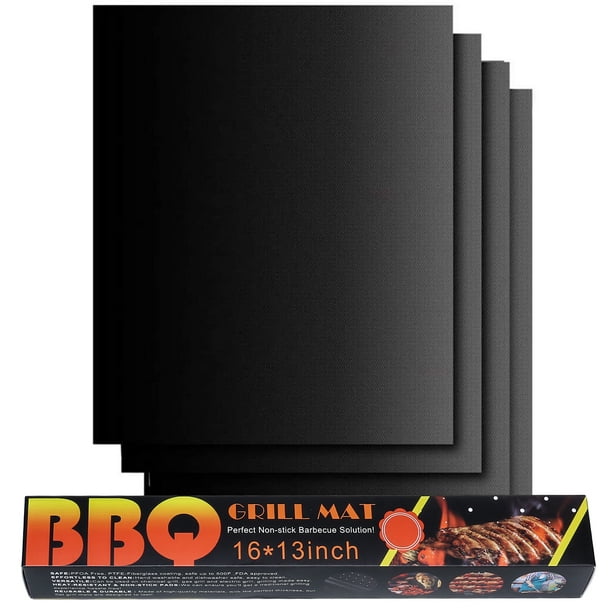 Grill Mat Set of 4100 NonStick BBQ Grill Mats, Works on Electric