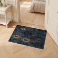 thumbnail image 2 of ODIKA 2'x3' Ultra-Soft Accent Mat, Dark Blue Gold Victorian Elegance Gothic with Floral Accents Washable, Bare feet friendly, Easy Care Indoor rug for Bedside, Footrest, 2 of 7