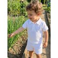 thumbnail image 6 of BemeyourBBs Toddler Baby Boy Summer Clothes Infant Baby Boy 2 Pieces Outfit Cotton Short Sleeve Solid Color Lapel Collared Shirt Tops and Shorts Set, 6 of 9