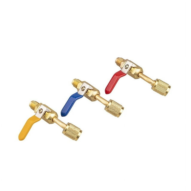 3 piezas de aire acondicionado refrigerante en ángulo válvula de bola compacta adaptador de tanque de refrigerante adaptador de bomba de vacío