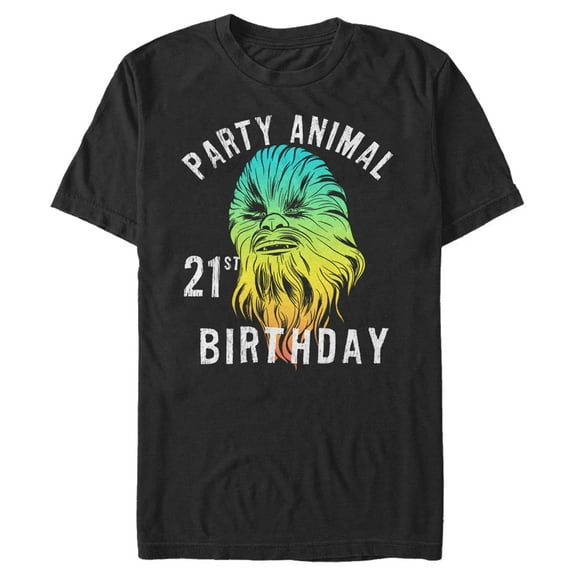 Men's Star Wars Chewie Party Animal 21st Birthday Color Portrait Graphic Tee Black 4X Large