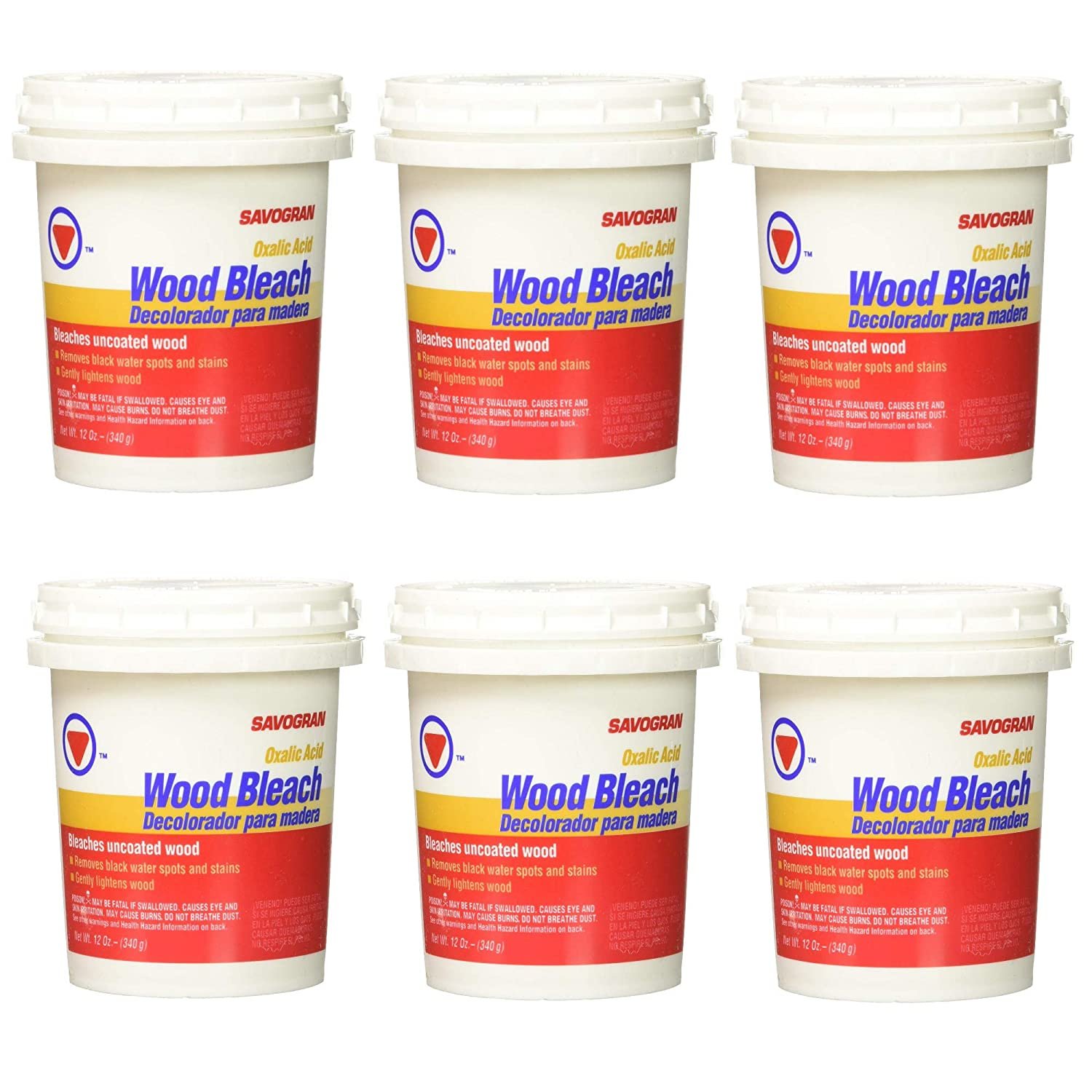 6-pack Savogran Wood Bleach Concentrated Powder - 6 Pack, 12 oz — Household & Commercial Use, Effective Formula