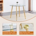 thumbnail image 6 of Modern Round Tempered Glass Dining Table with Gold Metal Legs & 4 PU Leather High Back Chairs, 6 of 10