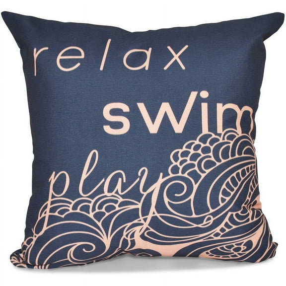 Simply Daisy 16" x 16" Mellow Mantra Word Print Outdoor Pillow, Black