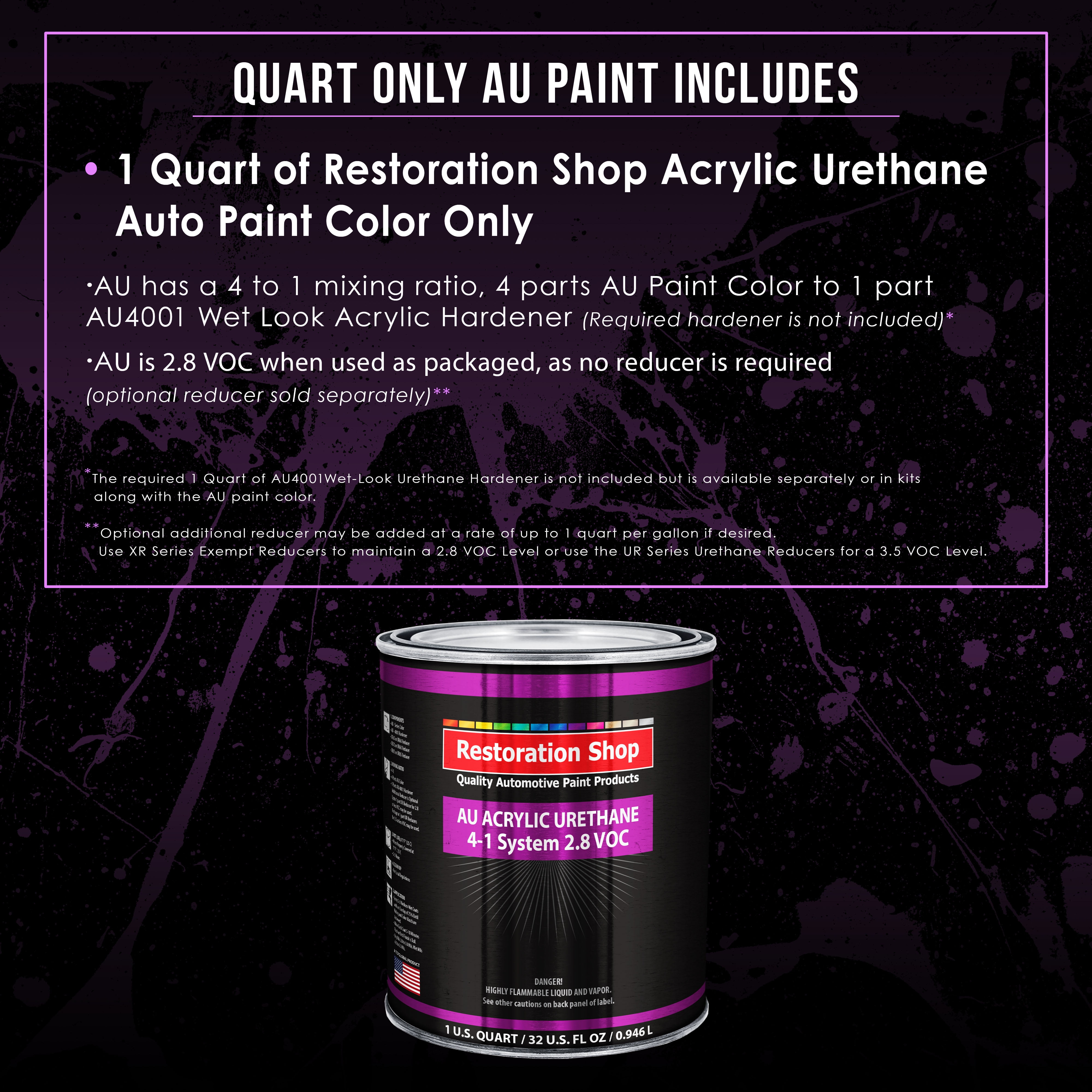 Restoration Shop - Firemist Purple Acrylic Urethane Auto Paint - Quart Paint Color Only, Single Stage High Gloss