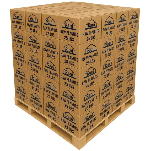 Rani Peanuts, Raw Whole With Skin (uncooked, unsalted) 25lbs (400oz) Bulk Box, 80 cases per Pallet ~ All Natural | Vegan | Gluten Friendly | Fresh Product of USA ~ Spanish Grade Groundnut/Red-skin