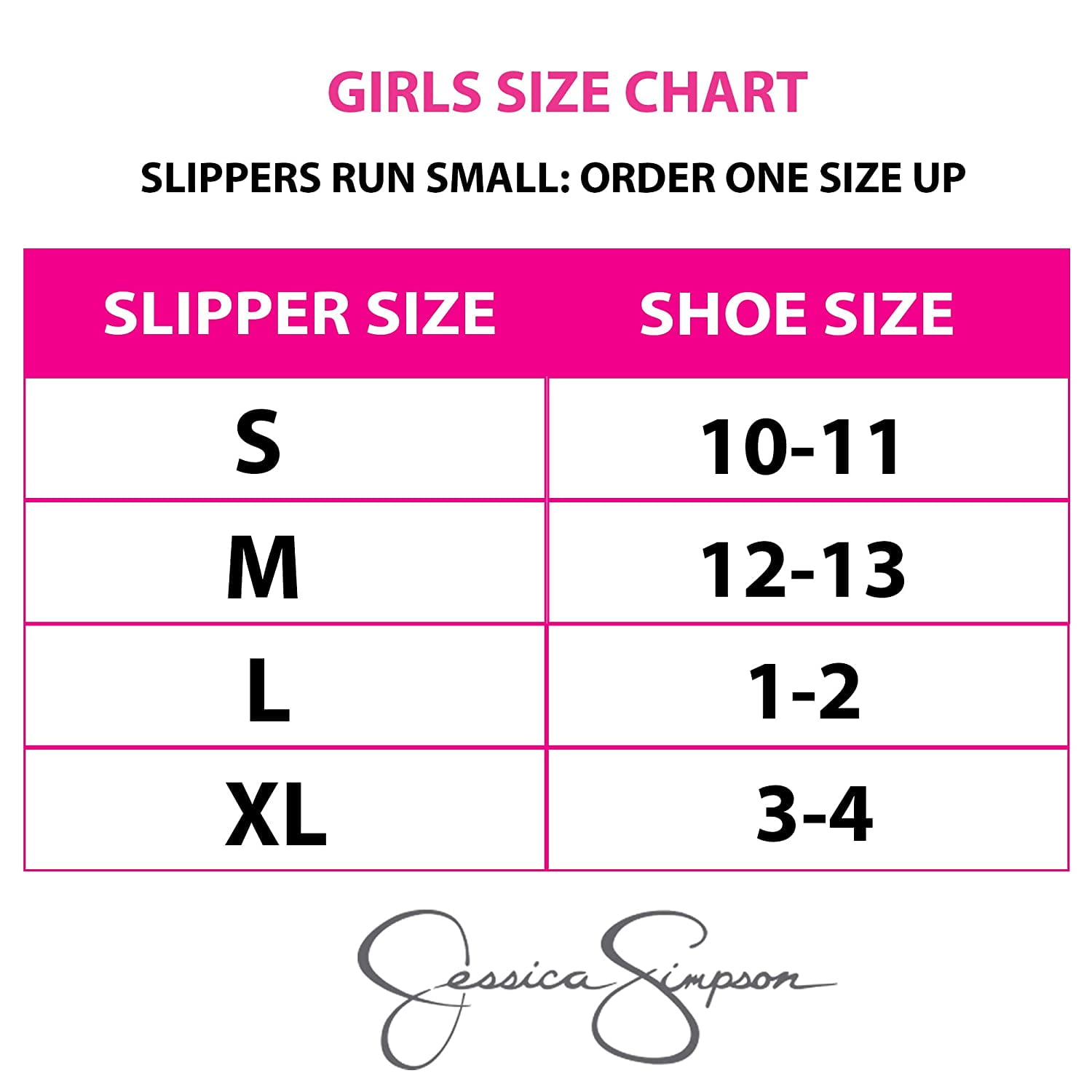 jessica simpson shoe size chart