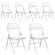 AKIUDEX 6 Pack White Folding Chairs with Padded Seats for Outdoor & Indoor