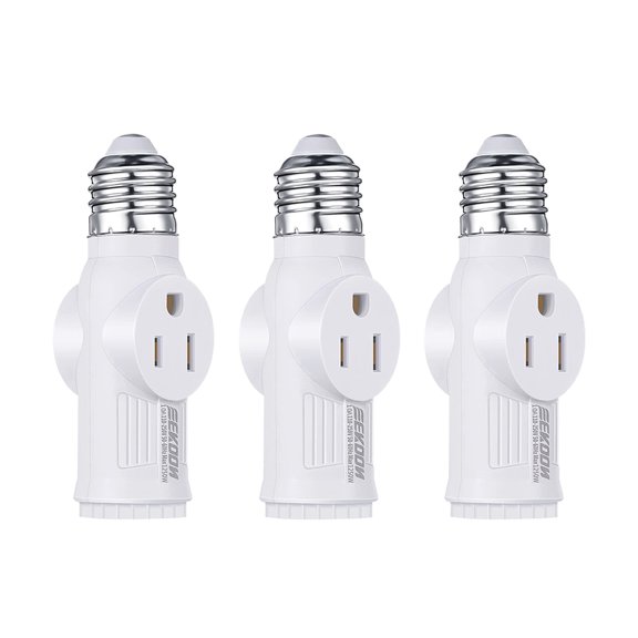 3 Prong Light Socket Adapter, E26 Light Bulb Outlet Adapter, Polarized Light Socket to Plug Adapter, White Light Bulb to 2/3 Prong Outlet Plug Splitter Converter for Garage Porch CCTV Camera (5 PCS)
