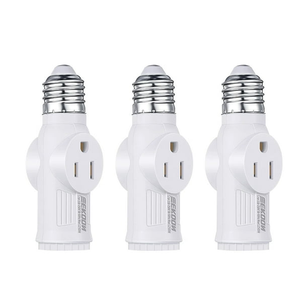 3 Prong Light Socket Adapter, E26 Light Bulb Outlet Adapter, Polarized