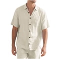 thumbnail image 2 of Blusa y camisa de manga corta con cuello vuelto para hombre, de verano, de color liso, de manga corta, con solapa y botones, estilo cárdigan, con bolsillo, blusa de moda, camisa de poliéster para homb, 2 of 8