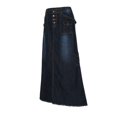 thumbnail image 6 of JINMGG Womens Plus Size Clearance $5 Womens Fashion Long Mid Waist Button Pocket Front Straight Denim Maxi Skirts Dark Blue L, 6 of 9