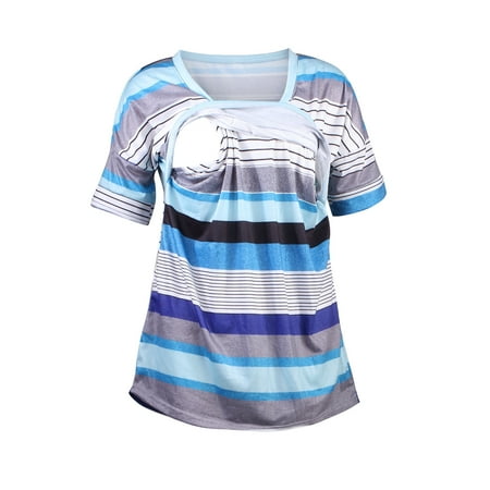 

Citgeett Women Maternity T-shirt Short Sleeve Breastfeeding One-piece Long Shirt