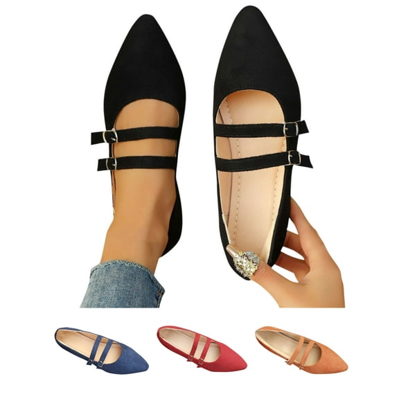 Tawop Ladies Shoes Black Shoes for Women Breathable Comfort Casual Pointed Toe Flats Womens Dress Shoes