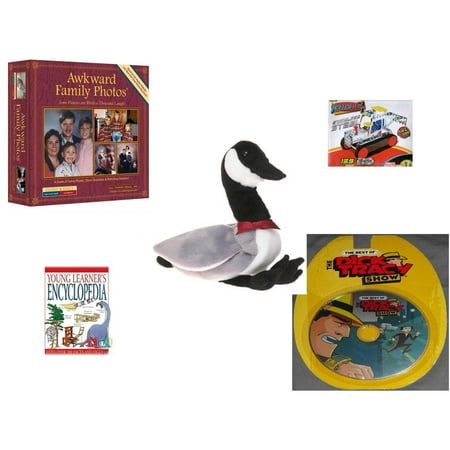 Children's Gift Bundle [5 Piece] -  Awkward Family Photos  - Stainless Steel Model Kit Tractor  - TY Beanie Buddy Loosy The Goose 13
