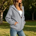 thumbnail image 5 of Xdegoge Womens Zip Up Hoodies Casual Long Sleeve Athletic Drawstring Fleece Relaxed Fit Workout Track Jackets with Pockets for Running Activewear, 5 of 8