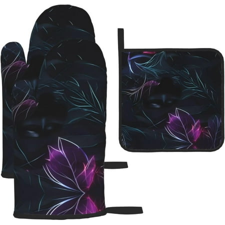 

Mystery Oven Mitt Set Heat Resistant Grill Mitt and Pot Holder Suitable for Kitchen Cooking Baking and Microwave (Set of 3)